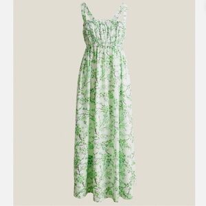J.Crew Reimagined Cotton Gathered Tank Midi Dress Lime Print Size L